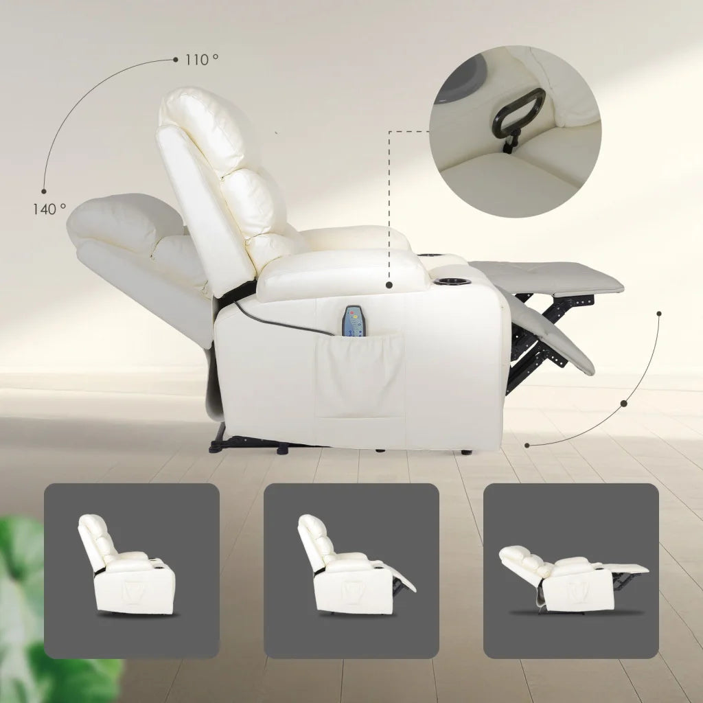 8-Point Electric Massage Recliner Chair - PU Leather Lounge