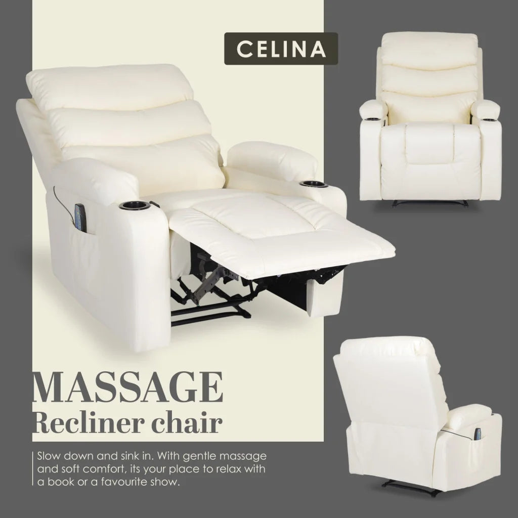 8-Point Electric Massage Recliner Chair - PU Leather Lounge