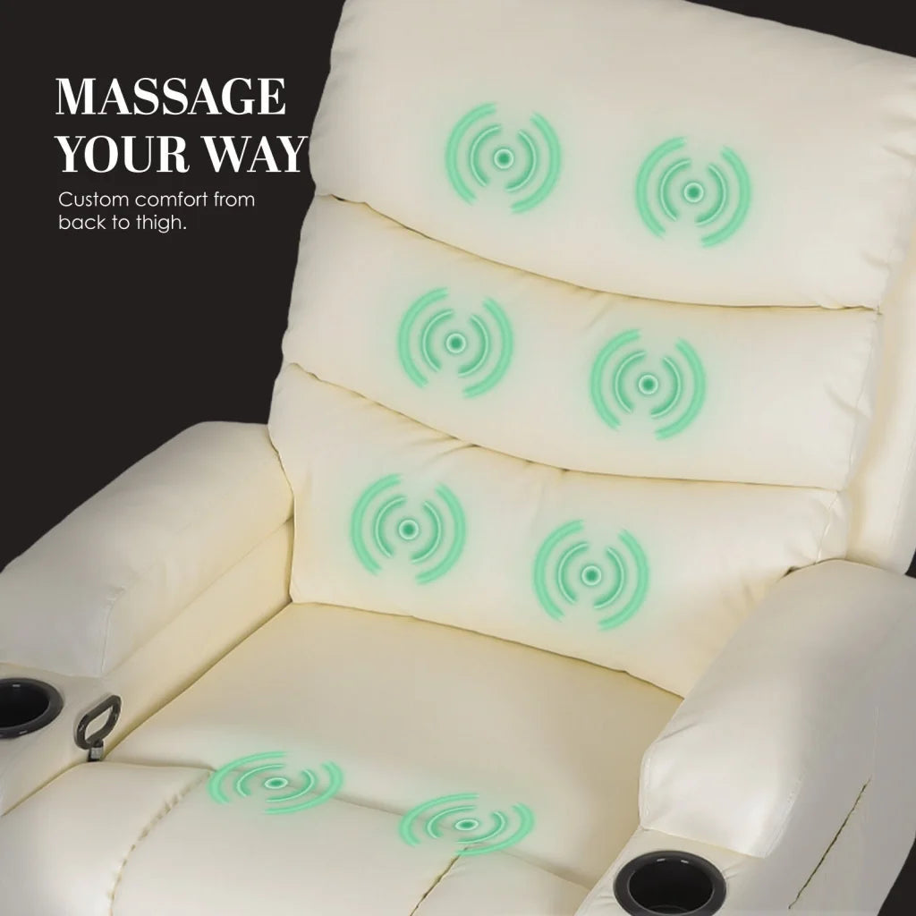 8-Point Electric Massage Recliner Chair - PU Leather Lounge