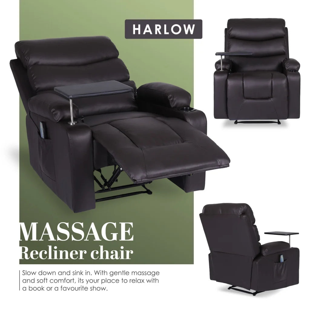 8-Point Electric Massage Recliner Chair - PU Leather