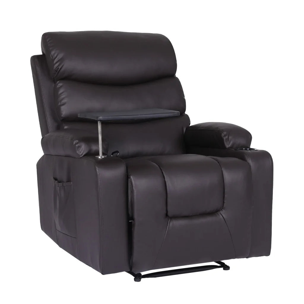 Brown PU leather lounge armchair