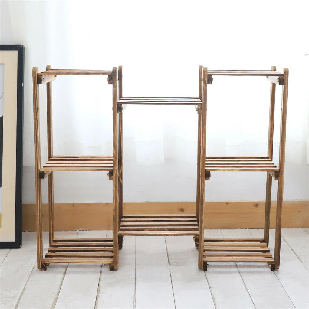 8-Tier Wooden Plant Stand Outdoor Indoor Garden Shelf