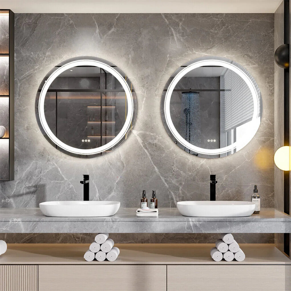 Mirror with led bathroom anti fog circle
