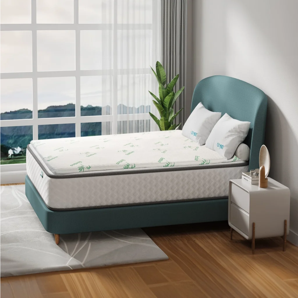 Double memory foam bamboo cover mattress topper