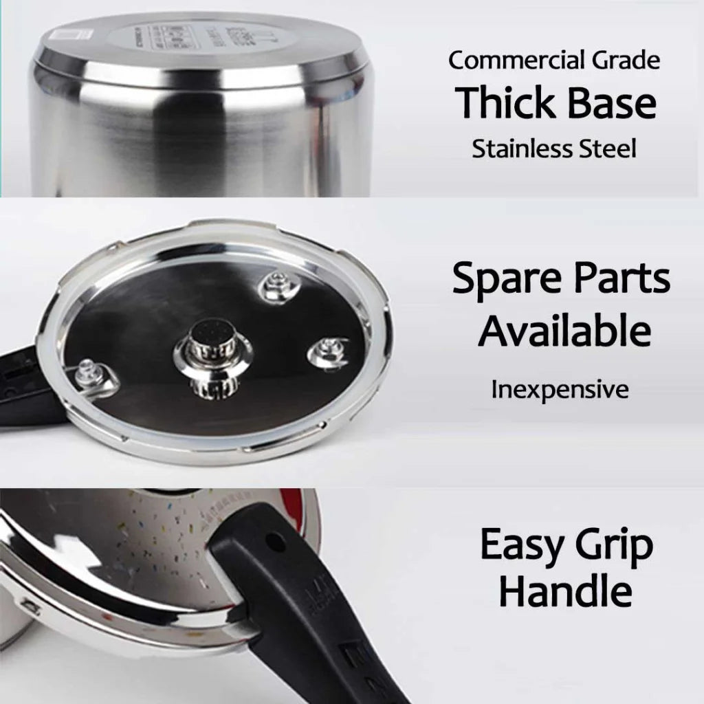 8L Commercial Grade Stainless Steel Pressure Cooker - Premium