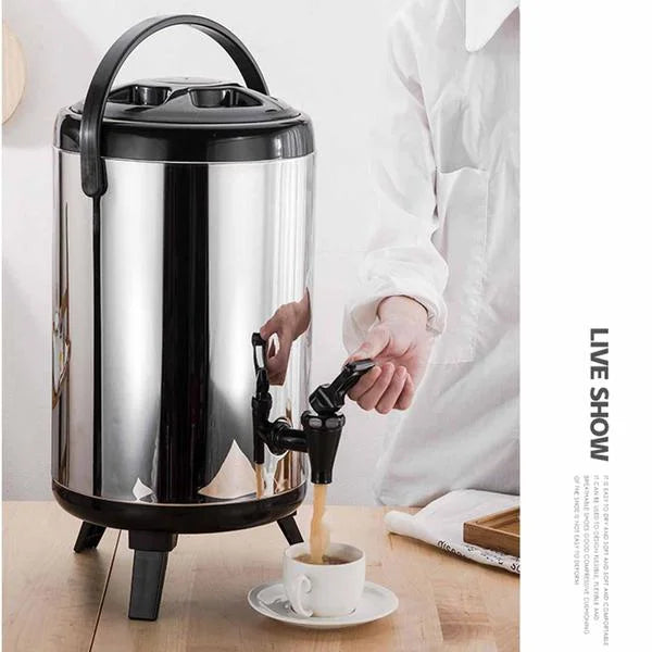 8L Portable Insulated Cold/Heat Coffee Tea Beer Barrel Brew Pot with Dispenser - Premium