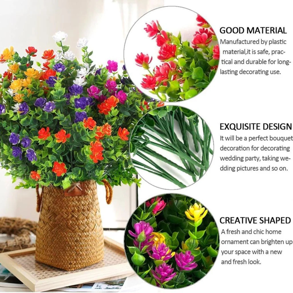 8pcs Artificial Camellia Flowers Realistic Silk Floral