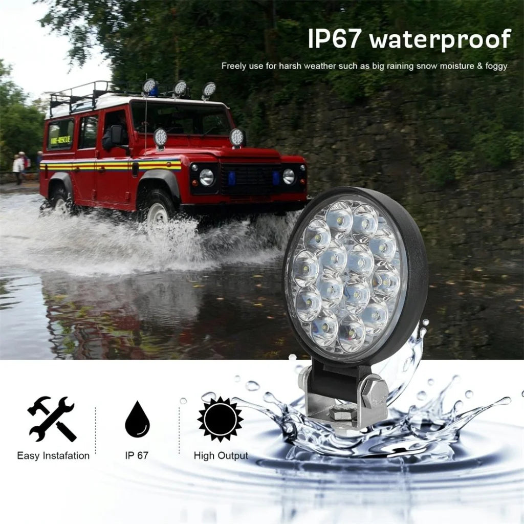 9.8W 10 - 30V Dc 6000K 3 Inch 14 Leds Circle Offroad Truck