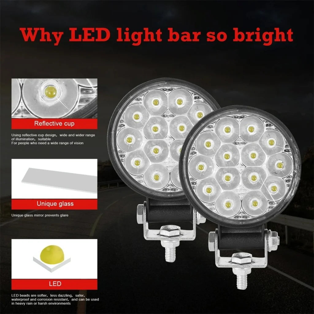 9.8W 10 - 30V Dc 6000K 3 Inch 14 Leds Circle Offroad Truck