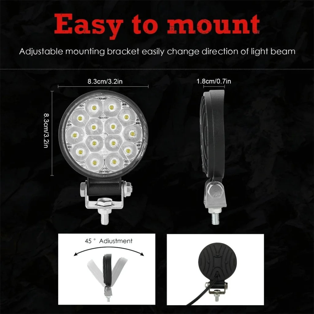 9.8W 10 - 30V Dc 6000K 3 Inch 14 Leds Circle Offroad Truck