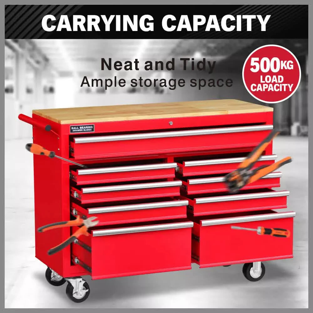 9 Drawers Tool Box Chest Cabinet Trolley Box Garage Storage