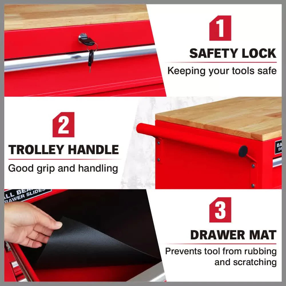 9 Drawers Tool Box Chest Cabinet Trolley Box Garage Storage