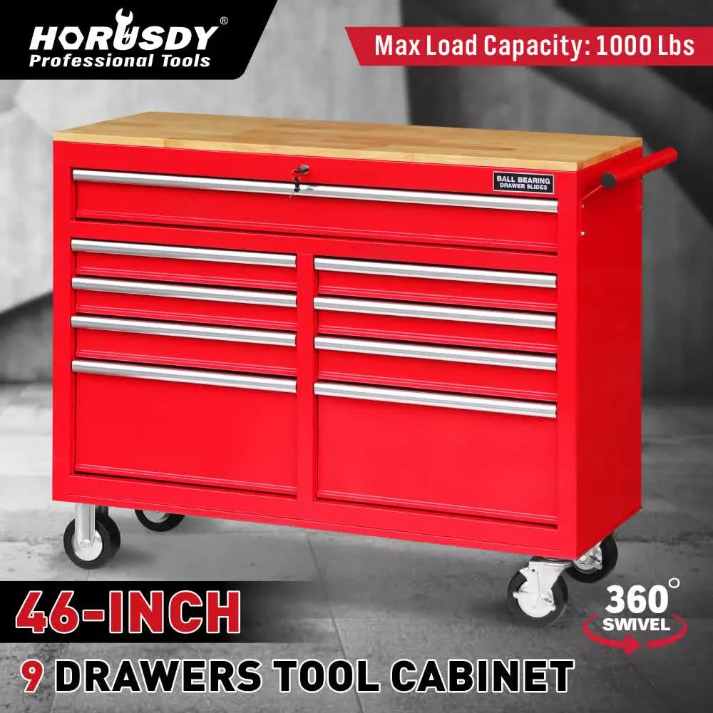 9 Drawers Tool Box Chest Cabinet Trolley Box Garage Storage