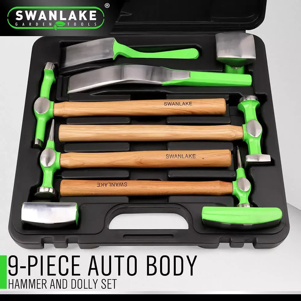 9-Piece Garden Tools Auto Body Hammer Dolly Set Car Body