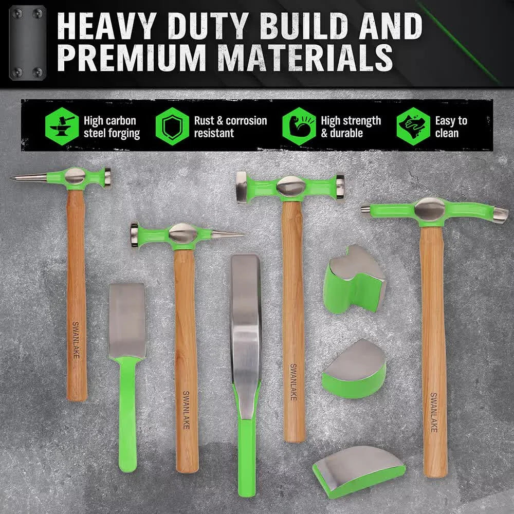 9-Piece Garden Tools Auto Body Hammer Dolly Set Car Body