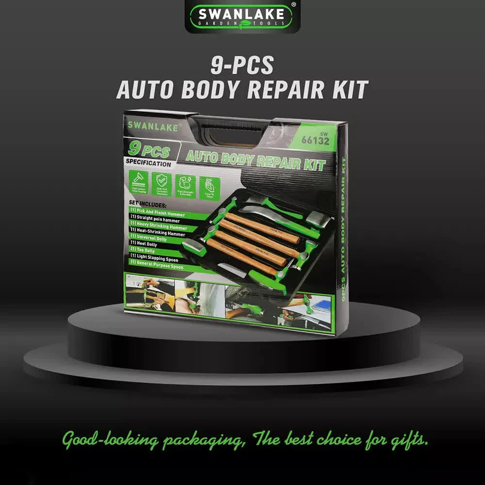 9-Piece Garden Tools Auto Body Hammer Dolly Set Car Body
