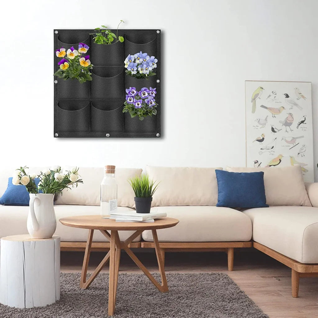 9 Pockets Wall Hanging Planter Planting Grow Bag Vertical