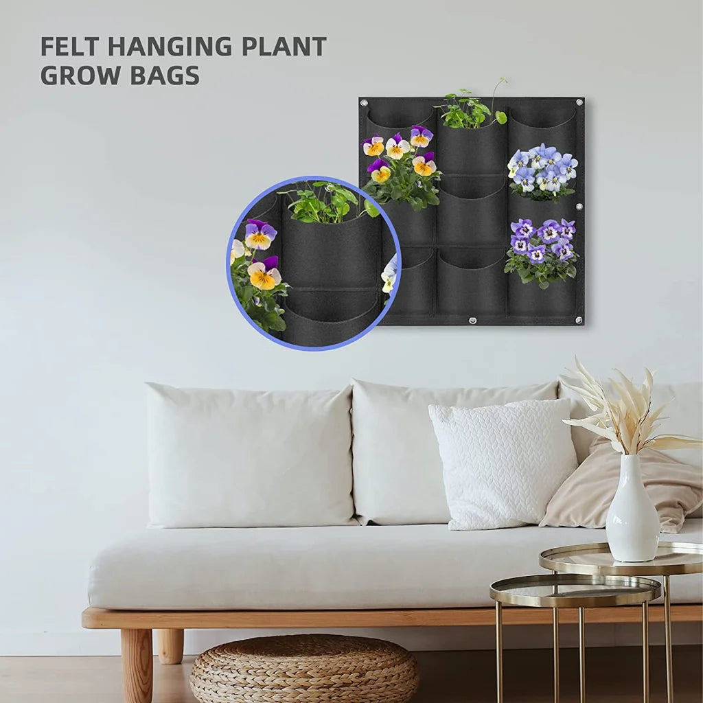 9 Pockets Wall Hanging Planter Planting Grow Bag Vertical