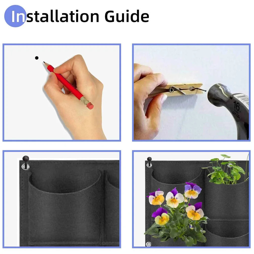 9 Pockets Wall Hanging Planter Planting Grow Bag Vertical