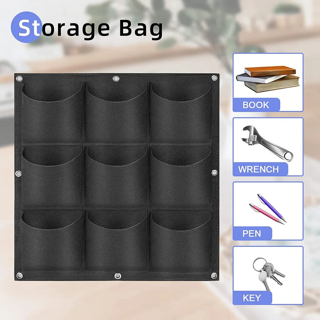 9 Pockets Wall Hanging Planter Planting Grow Bag Vertical