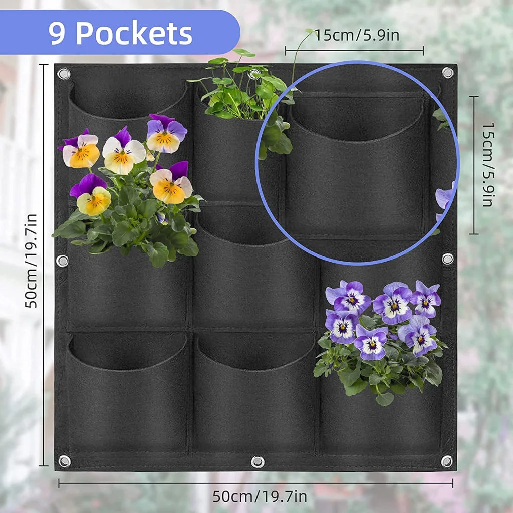 9 Pockets Wall Hanging Planter Planting Grow Bag Vertical