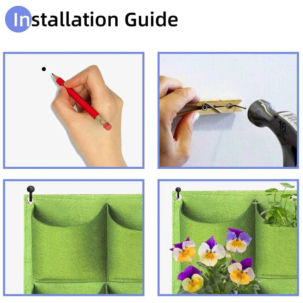 9 Pockets Wall Hanging Planter Planting Grow Bag Vertical