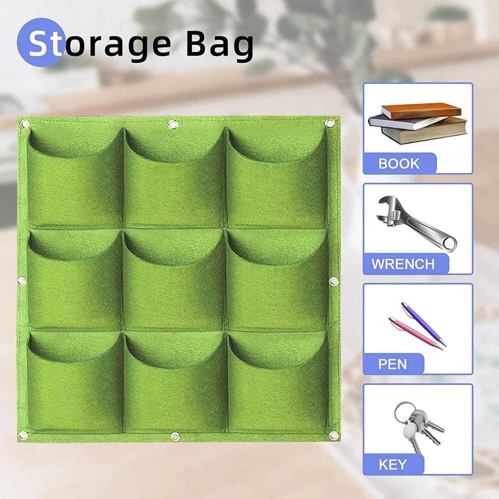 9 Pockets Wall Hanging Planter Planting Grow Bag Vertical