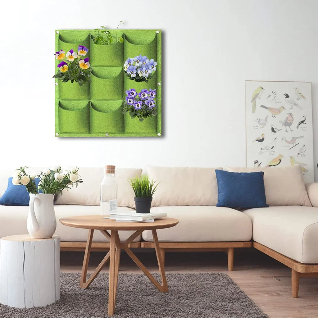 9 Pockets Wall Hanging Planter Planting Grow Bag Vertical