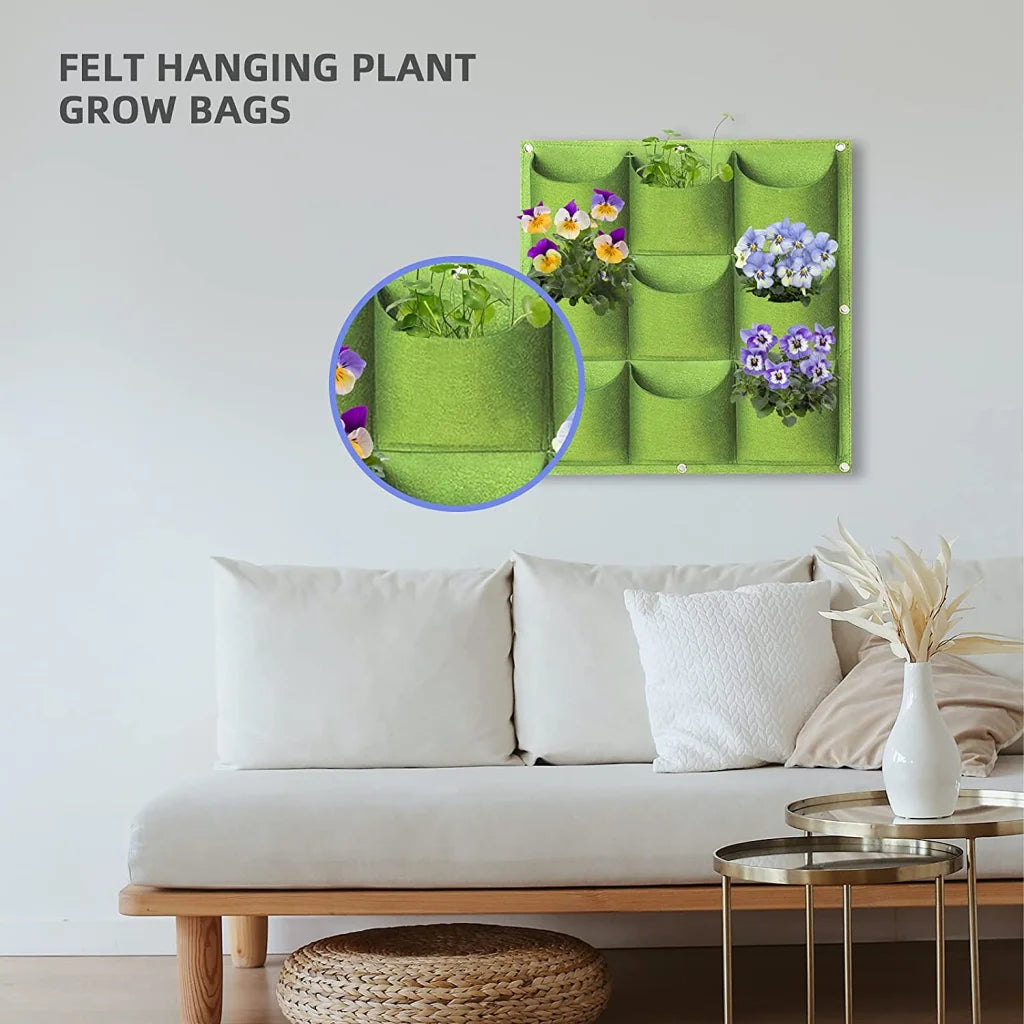 9 Pockets Wall Hanging Planter Planting Grow Bag Vertical