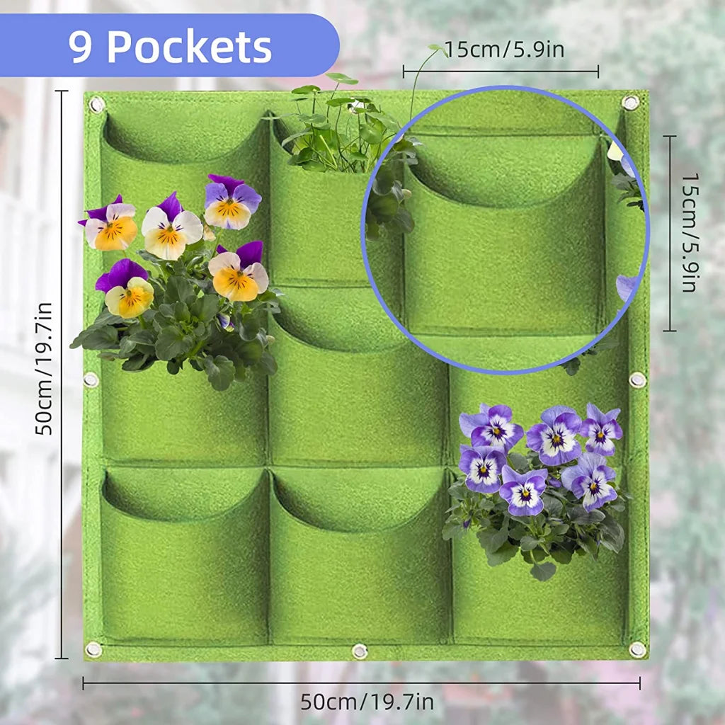 9 Pockets Wall Hanging Planter Planting Grow Bag Vertical