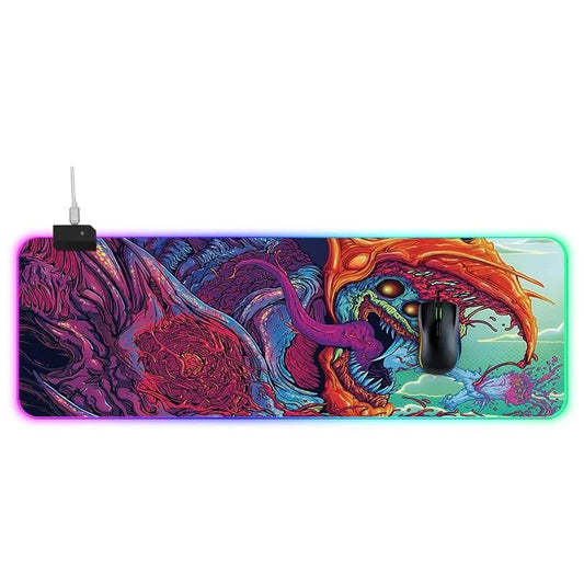 90 X 30Cm Illuminated Mouse Pad With Computer Monster