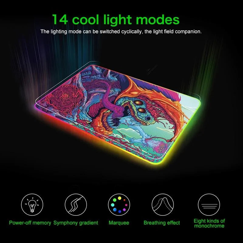 90 X 30Cm Illuminated Mouse Pad With Computer Monster