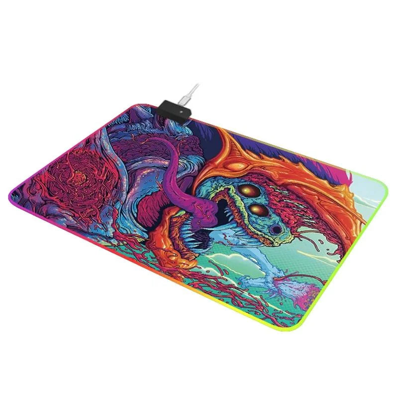 90 X 30Cm Illuminated Mouse Pad With Computer Monster