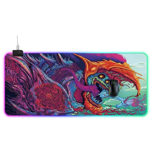 90 X 40Cm Illuminated Mouse Pad With Computer Monster