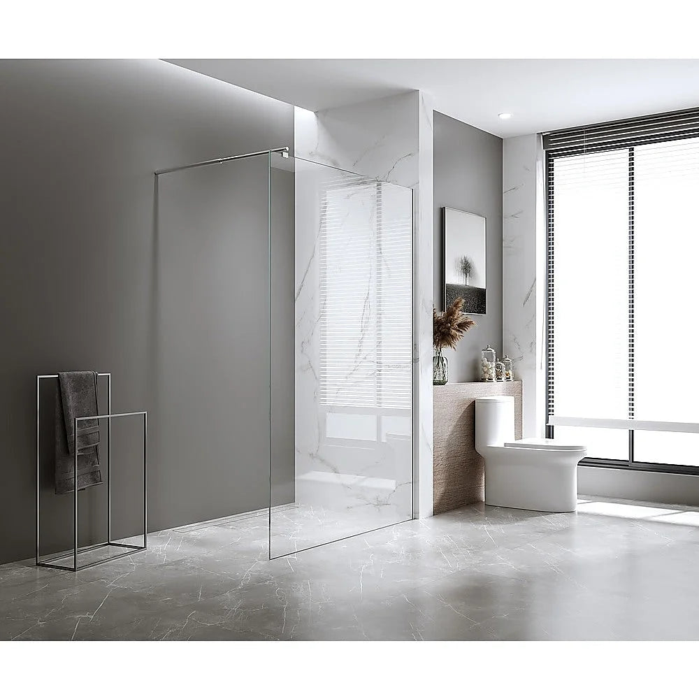 90x200cm Glass Shower Screen with White Wall & Floor