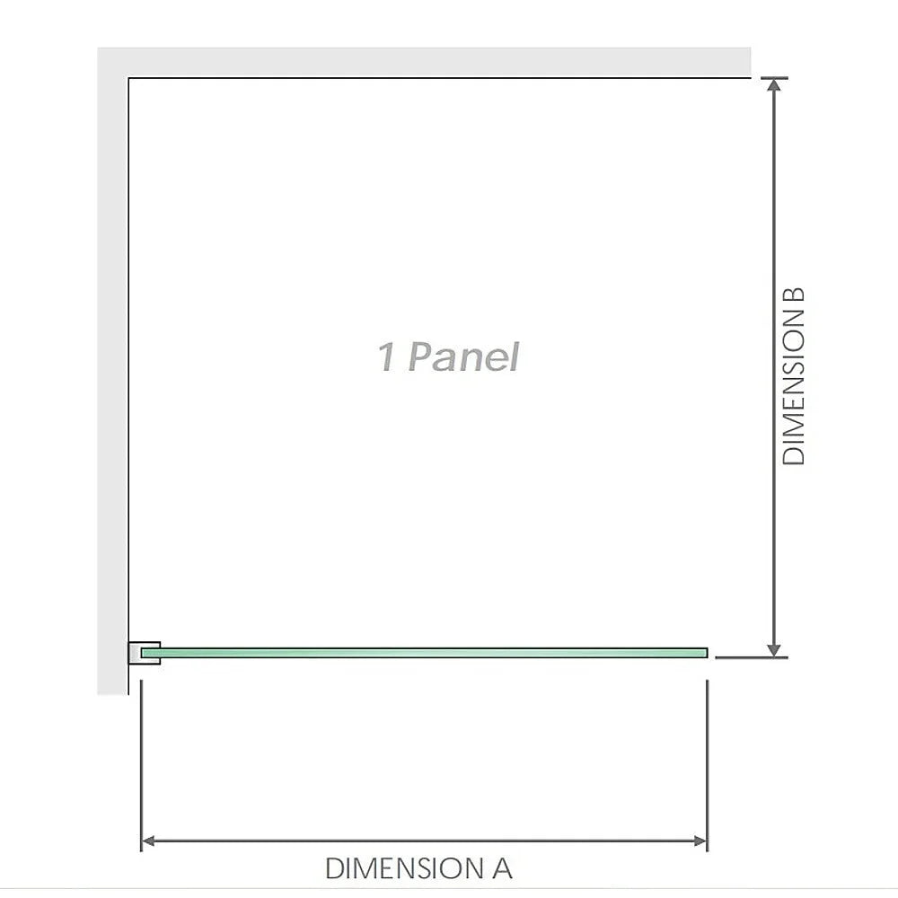 90x210cm Glass Shower Screen with Chrome Wall U-Brackets