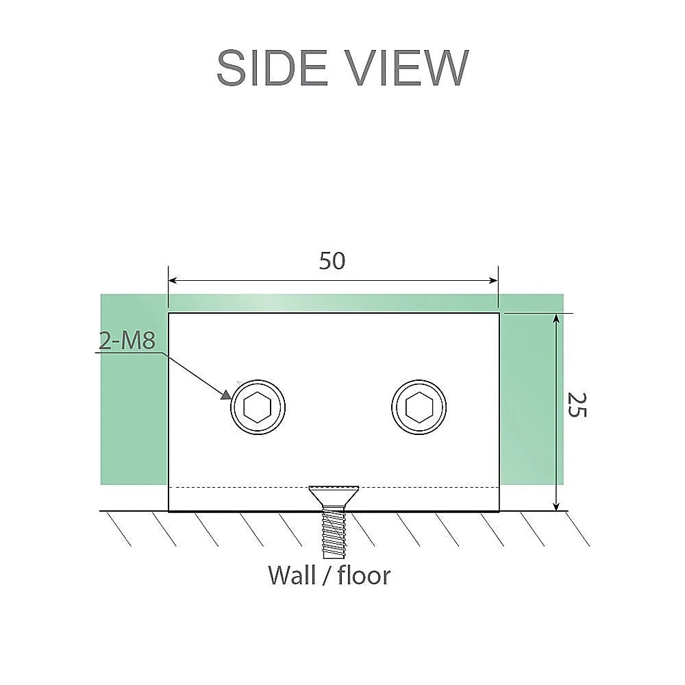 90x210cm Glass Shower Screen with Chrome Wall U-Brackets