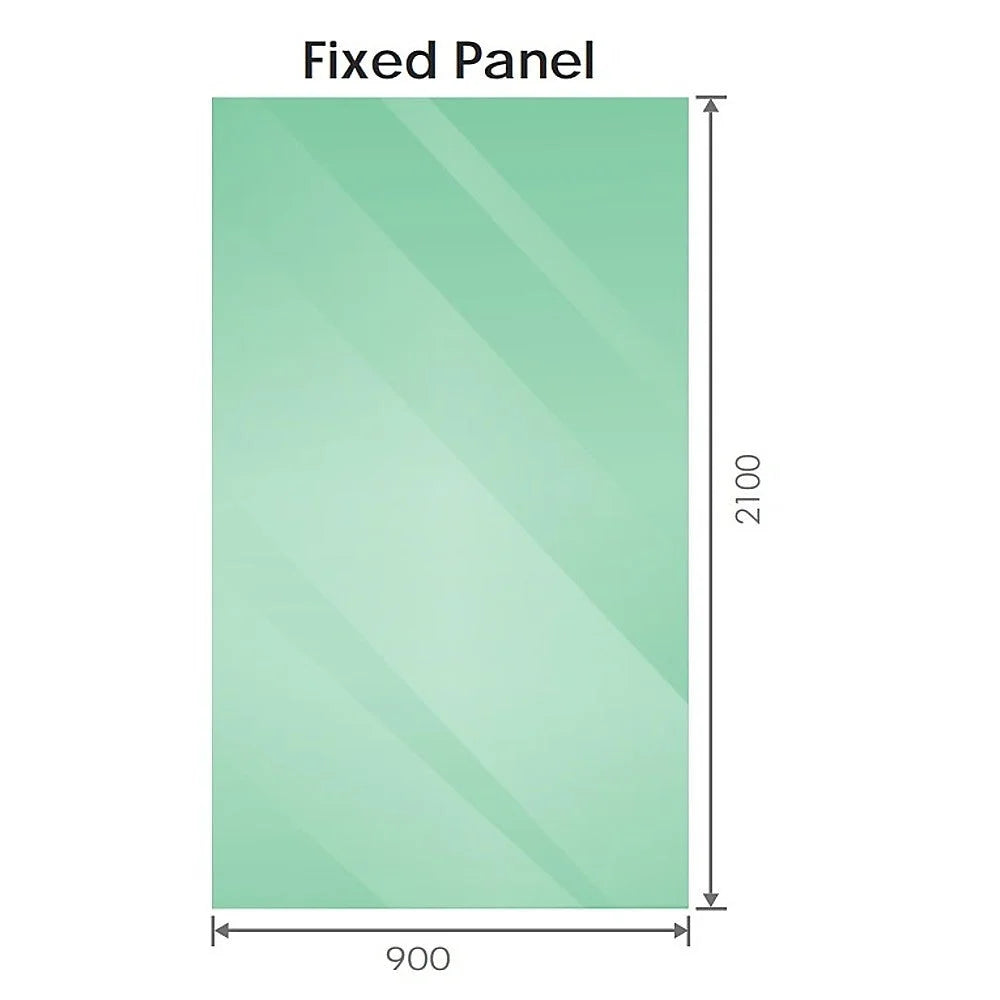 90x210cm Glass Shower Screen with Chrome Wall U-Brackets