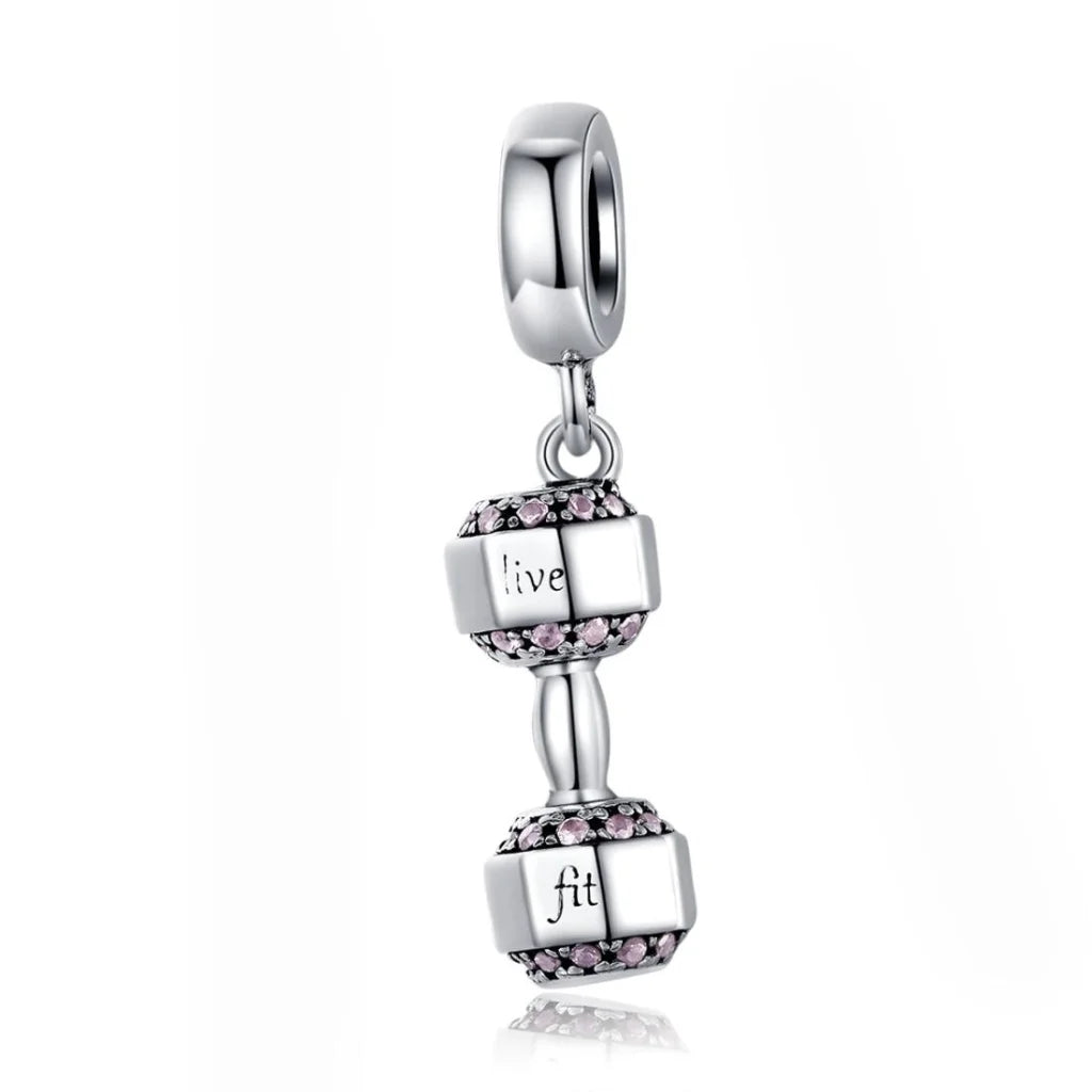 925 Sterling Silver Fitness Dumbbell Pendant For Diy