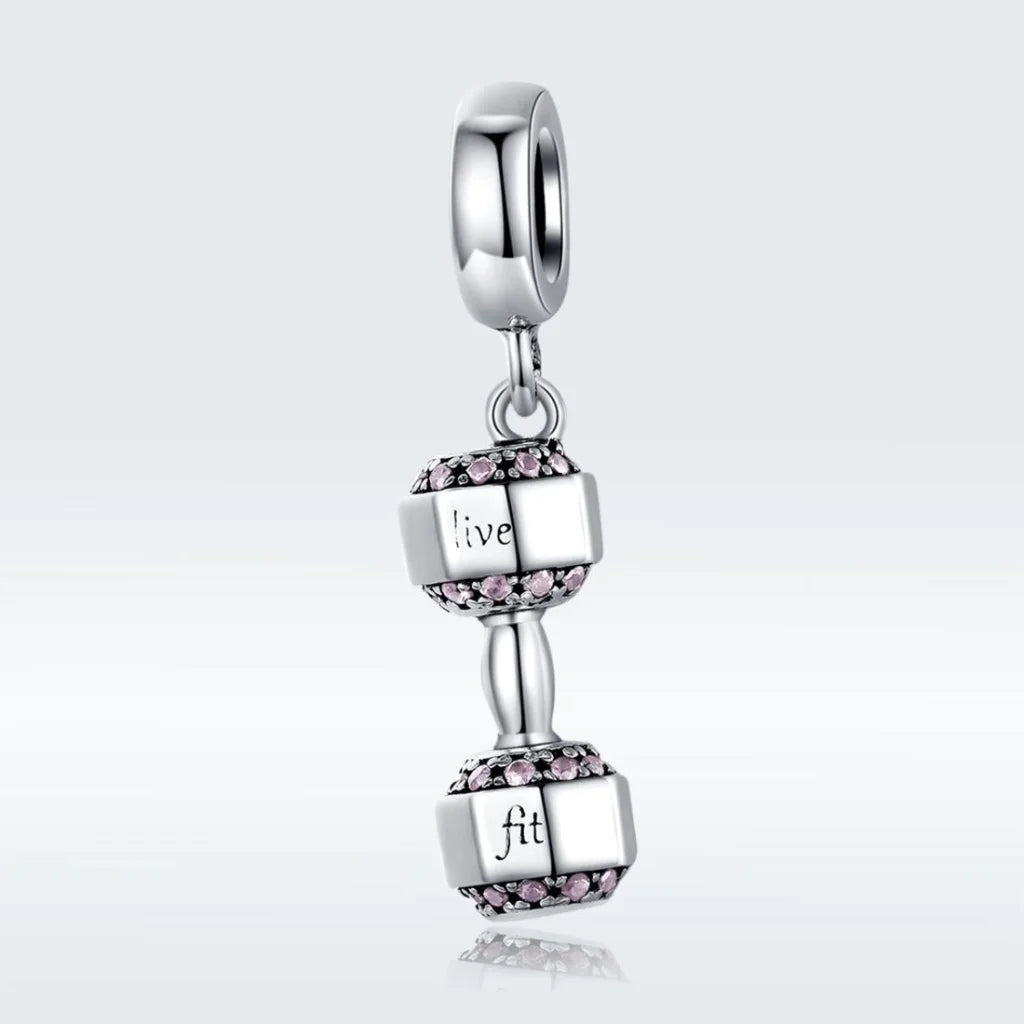 925 Sterling Silver Fitness Dumbbell Pendant For Diy