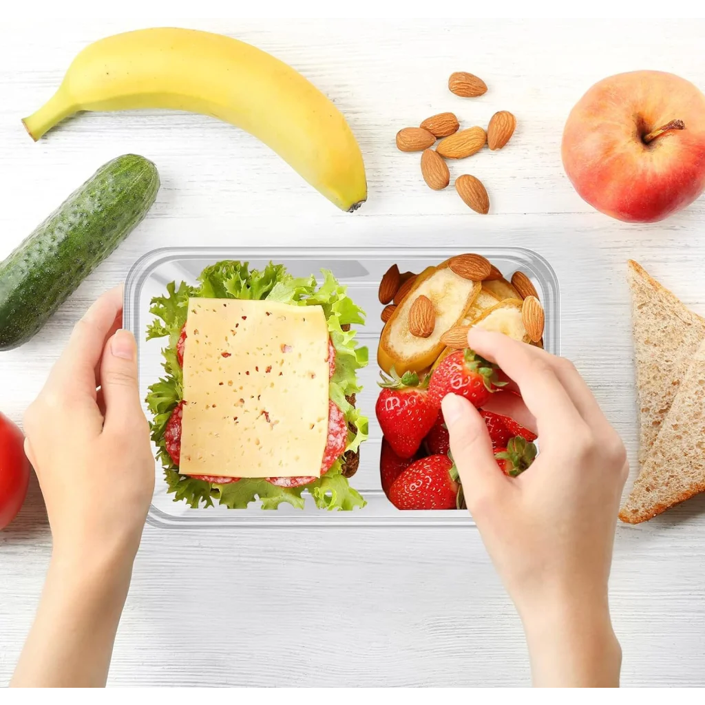96pcs 2000ml Reusable Food Containers Plastic Meal Prep