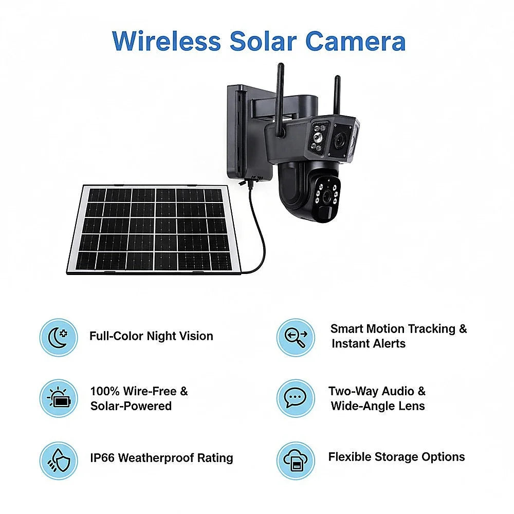 9MP Wireless Solar Camera WIFI Security Outdoor Battery PTZ