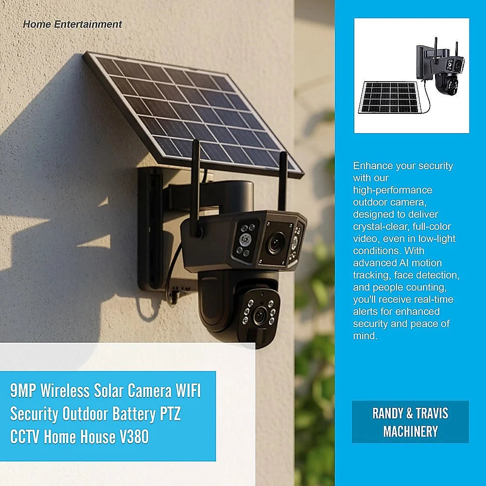 9MP Wireless Solar Camera WIFI Security Outdoor Battery PTZ
