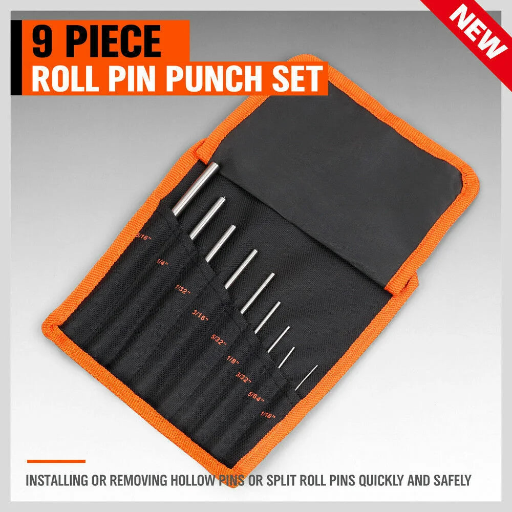9Pc Roll Pin Punch Set Bolt Catch Gun Building Removing