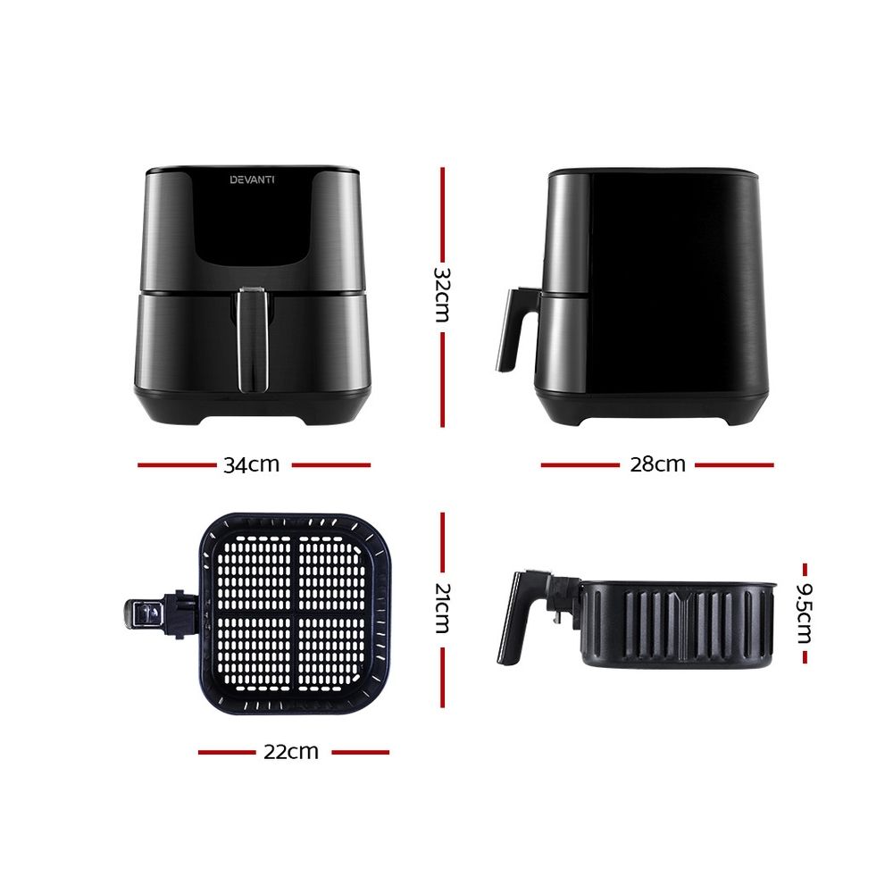 Air Fryer 7L LCD Fryers Oven Kitchen Healthy Cooker Stainless Steel