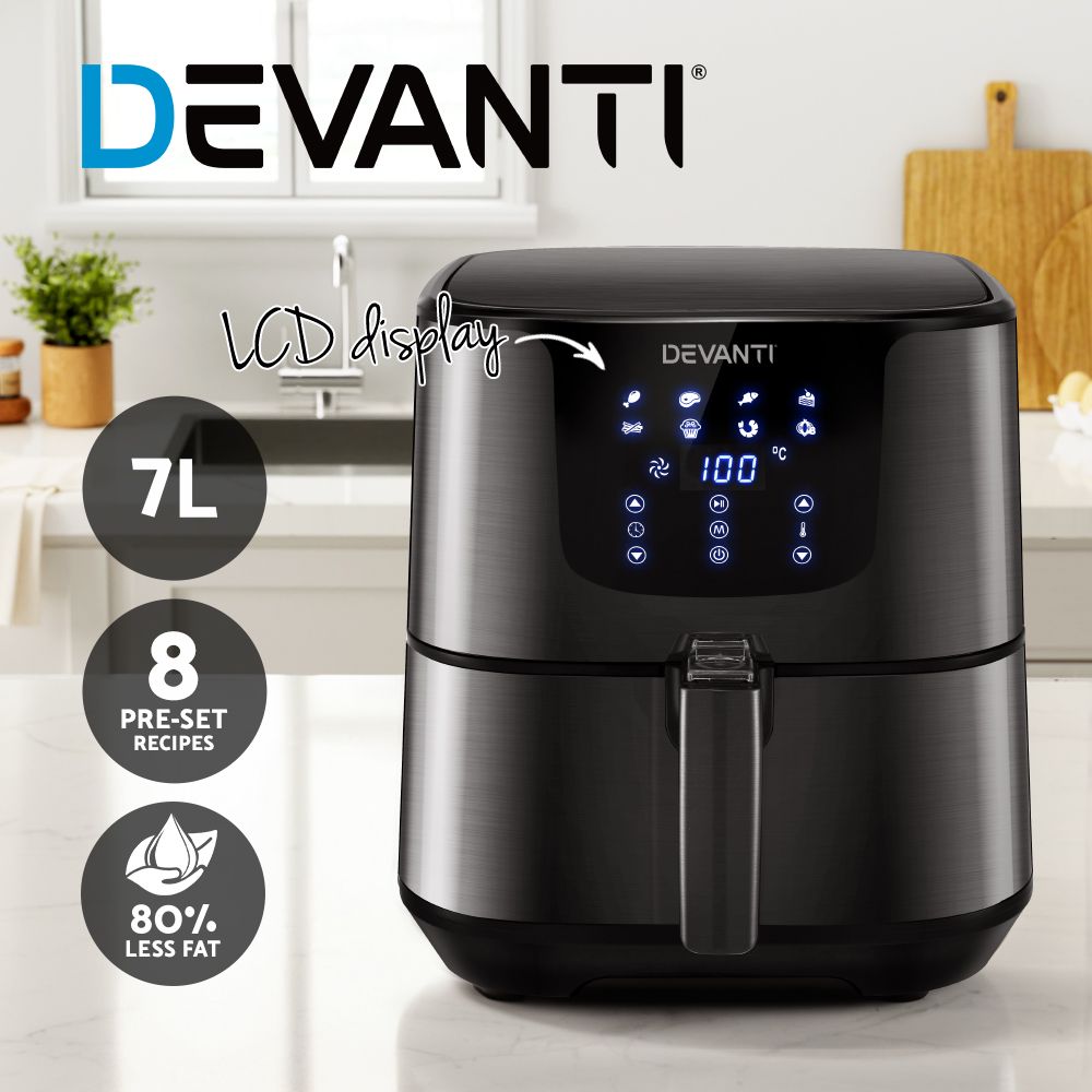 Air Fryer 7L LCD Fryers Oven Kitchen Healthy Cooker Stainless Steel