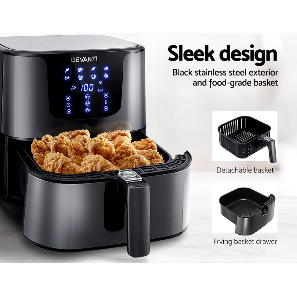 Air Fryer 7L LCD Fryers Oven Kitchen Healthy Cooker Stainless Steel