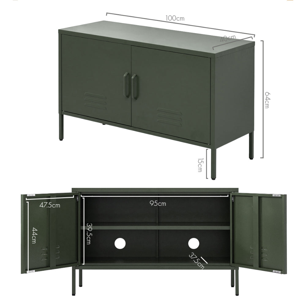 Base Metal Locker Storage Shelf Organizer Cabinet Buffet Sideboard - Green