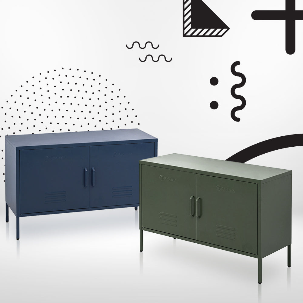 Base Metal Locker Storage Shelf Organizer Cabinet Buffet Sideboard - Green