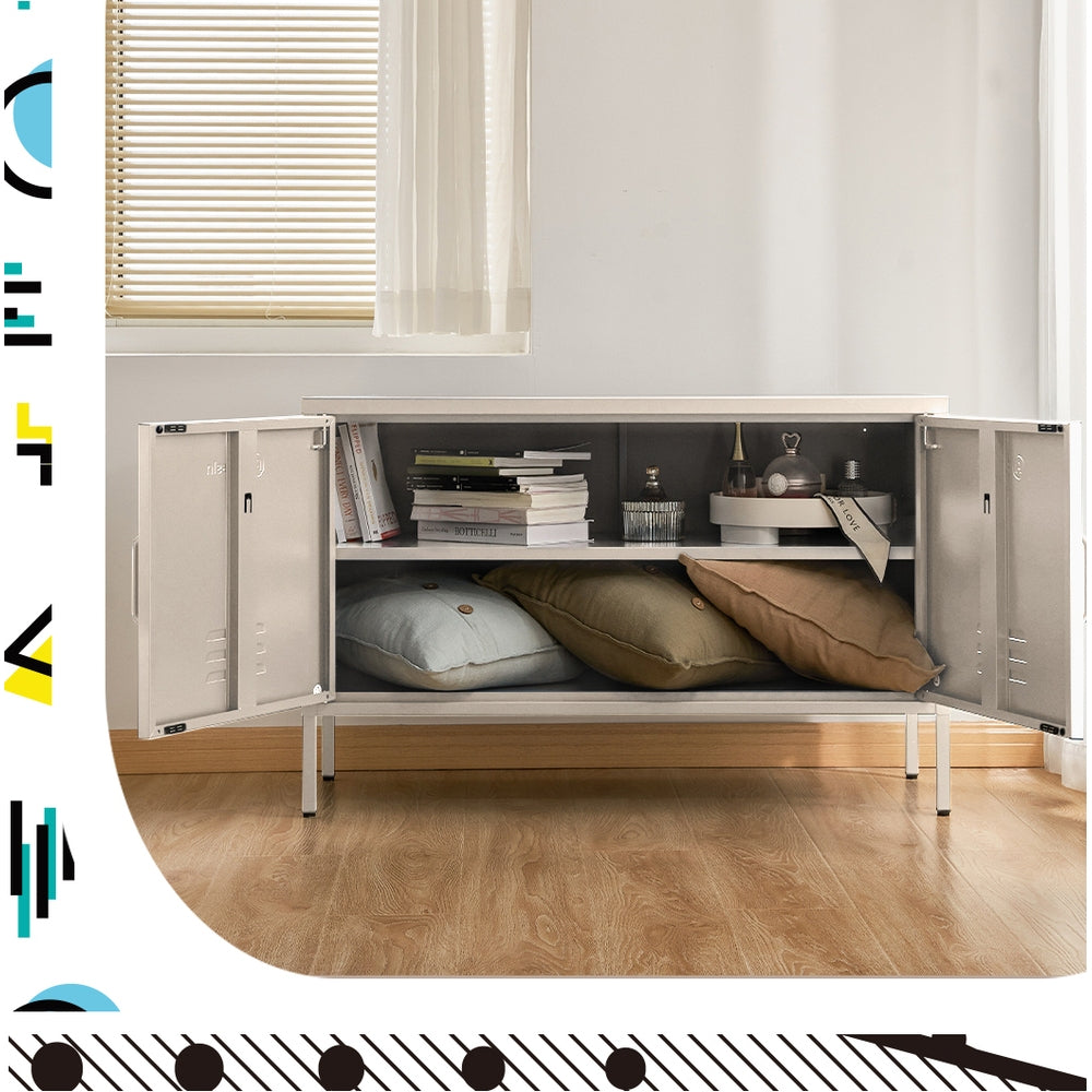 Buffet Sideboard Metal Cabinet - BASE White